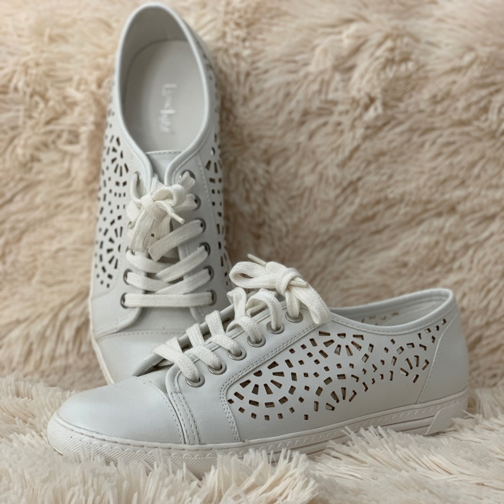 White cutout sneakers